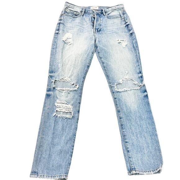 Frame Le Original Skinny Pomdale LOJSK207 Ripped Light Wash Denim Jeans Size 27 - Picture 2 of 8